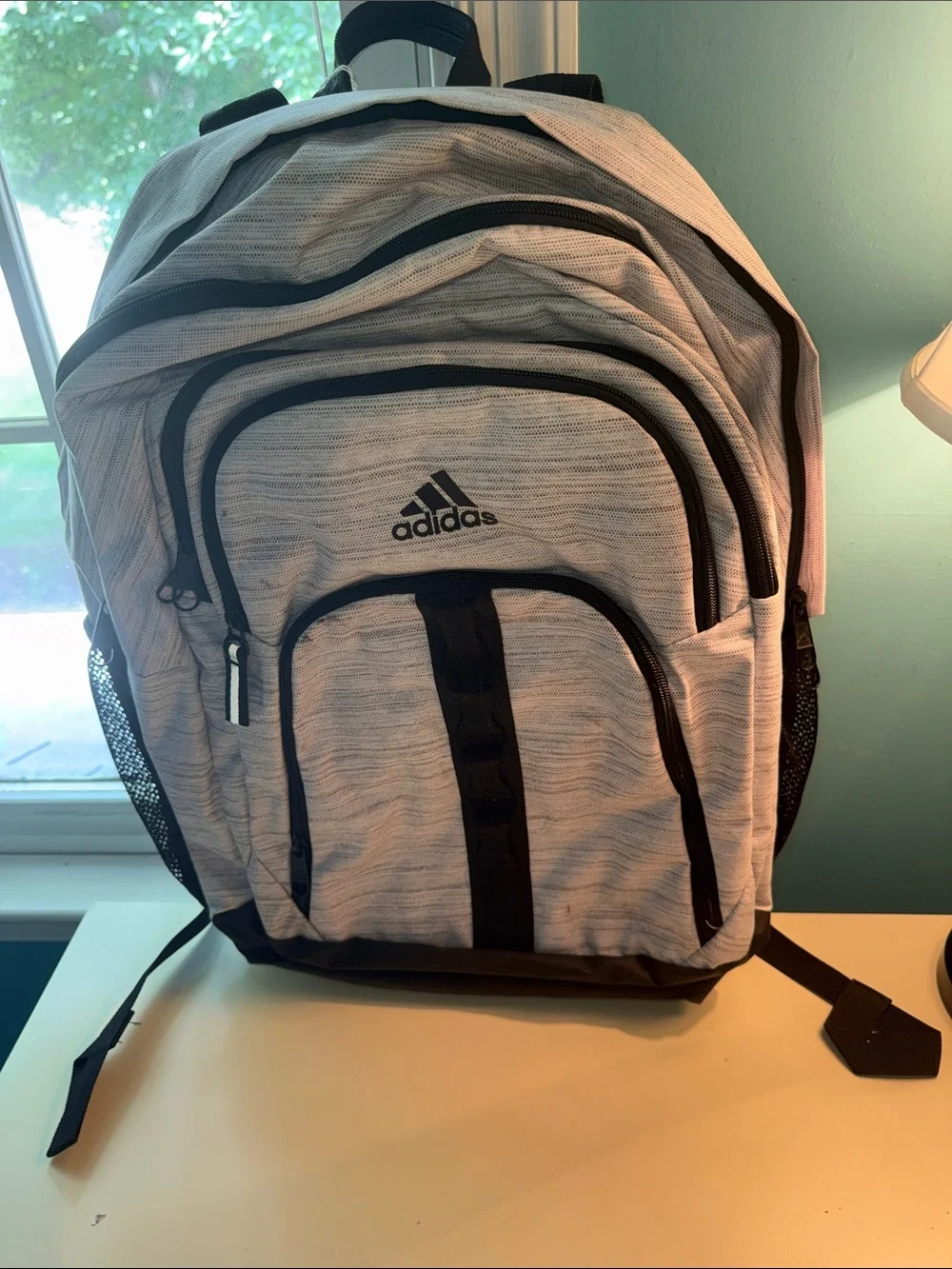 adidas Men’s Light Gray and Black Tech Backpack